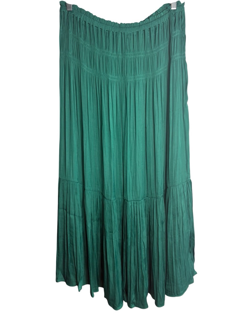 MAISON d'AMELIE Crinkle Pleated Emerald Green Pleated Tiered Skirt Size L—NWT! - Picture 3 of 8